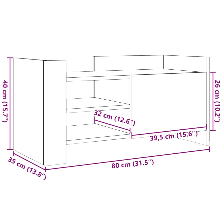 Meuble TV noir 80x35x40 cm bois d’ingénierie - 11