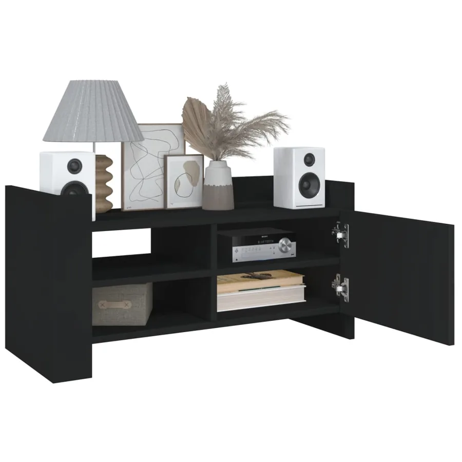 Meuble TV noir 80x35x40 cm bois d’ingénierie - 3