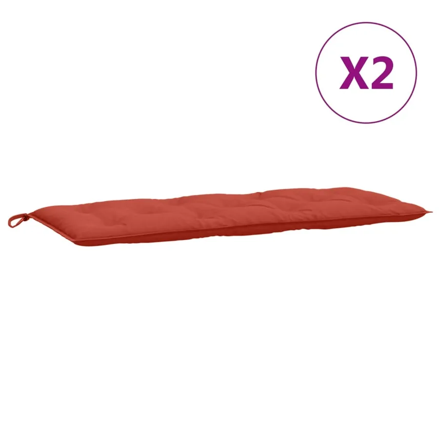 Coussins de banc de jardin lot de 2 rouge mélangé tissu - 4