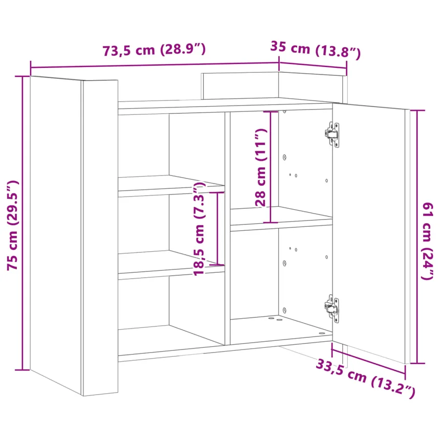 Buffet chêne fumé 73,5x35x75 cm bois d'ingénierie - 11