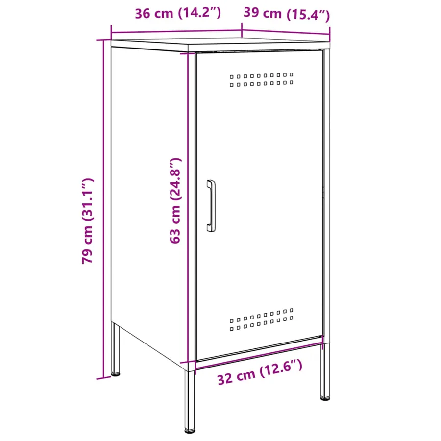 Buffets 2 pcs vert olive 36x39x79 cm acier - 15