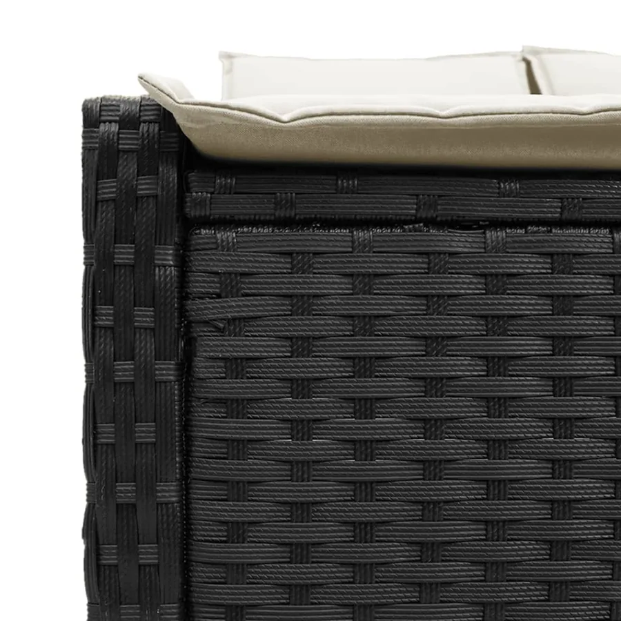 Chaise longue double avec coussins noir résine tressée - 7