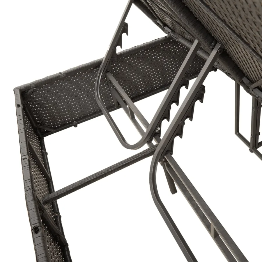 Chaise longue double et coussins et parasol noir résine tressée - 8