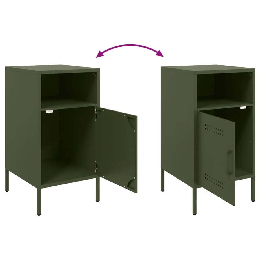 Tables de chevet 2 pcs vert olive 36x39x68 cm acier - 10