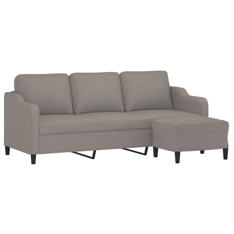 Canapé à 3 places avec repose-pieds Taupe 180 cm Tissu - 3