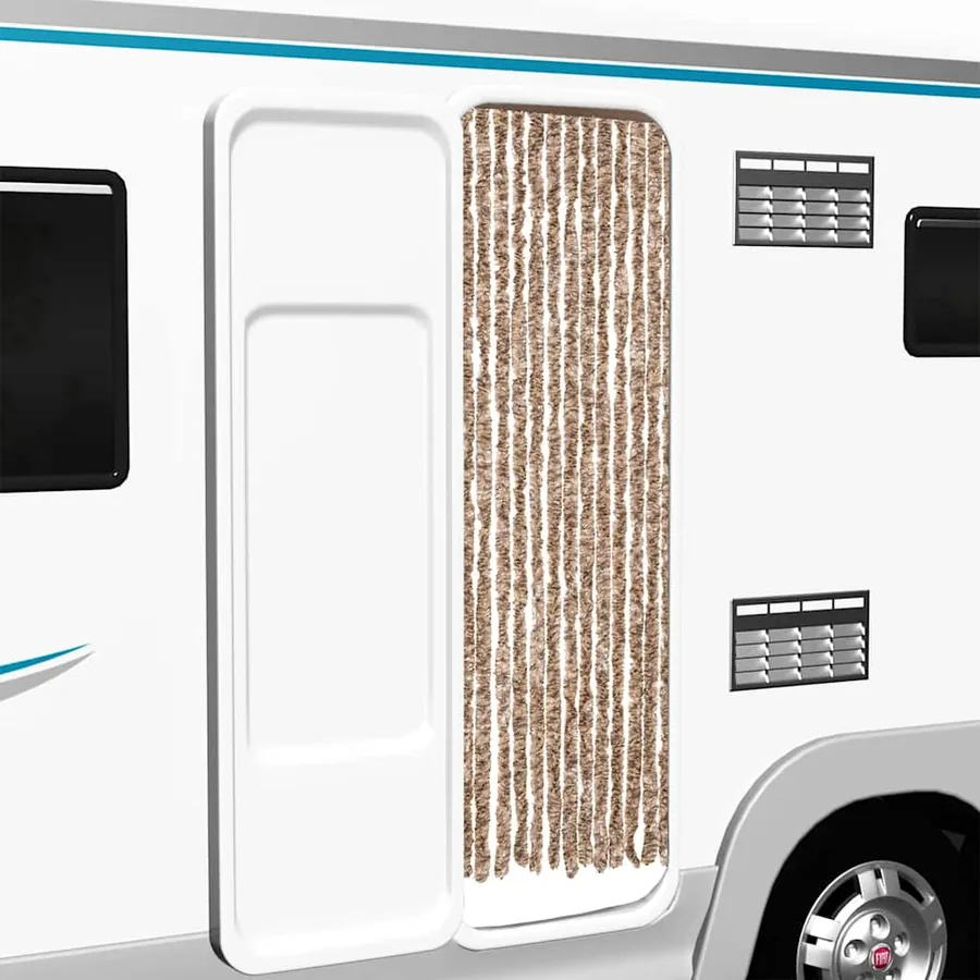 Rideau anti-mouches beige et marron foncé 56x200 cm chenille
