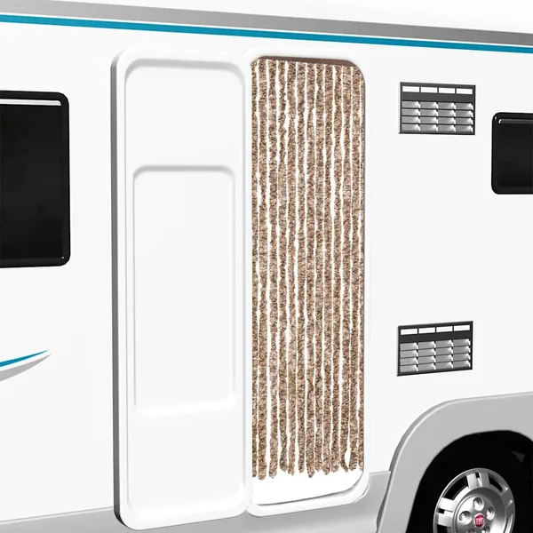 Rideau anti-mouches beige et marron foncé 56x200 cm chenille