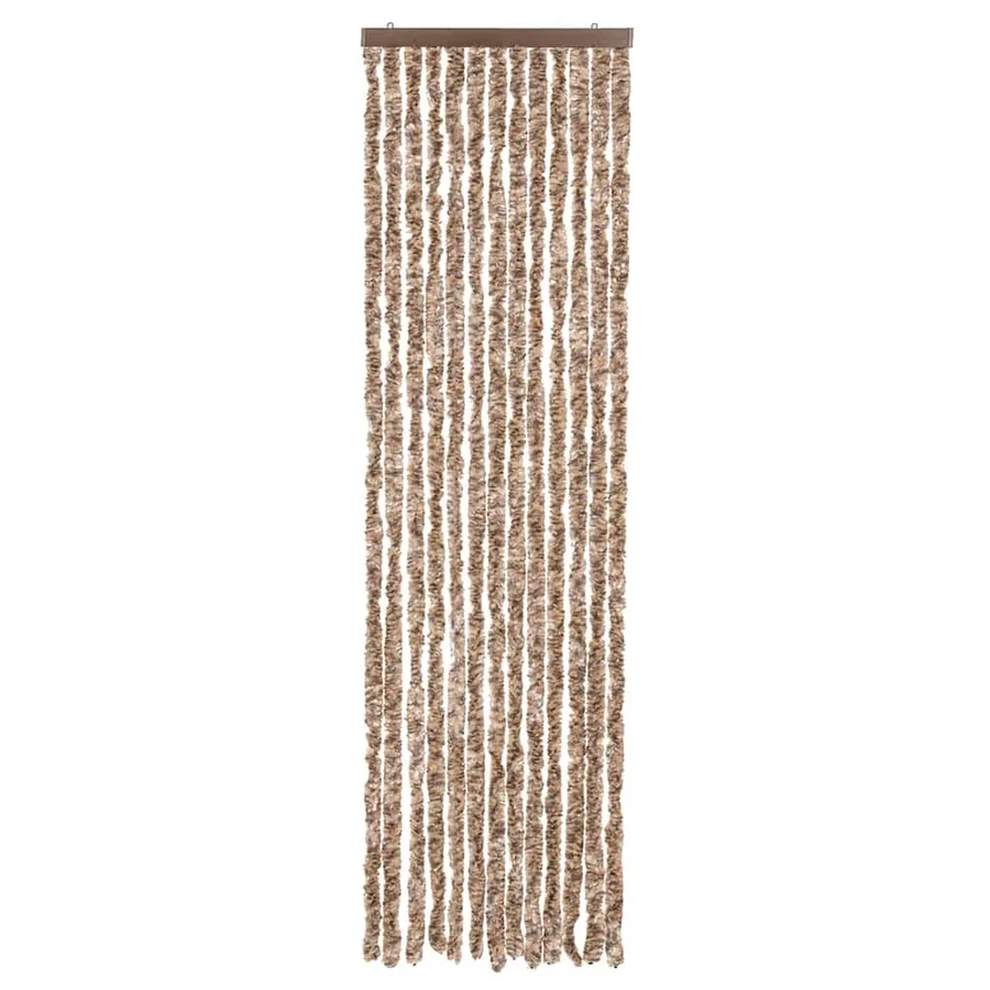 Rideau anti-mouches beige et marron foncé 56x200 cm chenille - 3