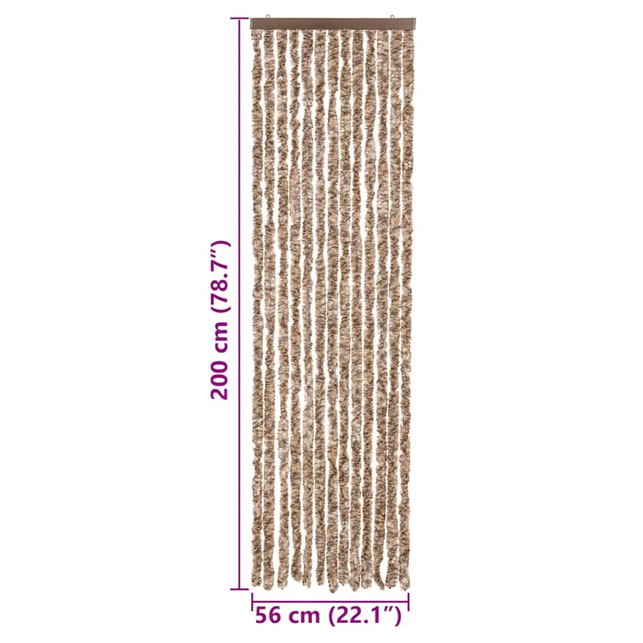 Rideau anti-mouches beige et marron foncé 56x200 cm chenille - 7