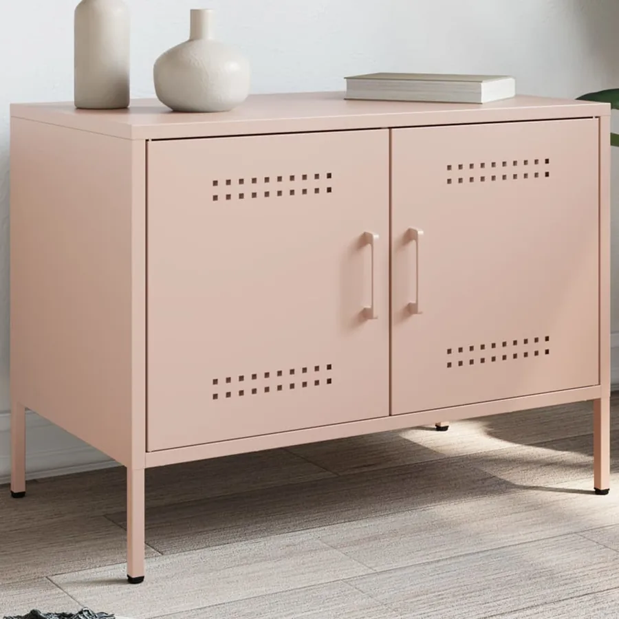 Meuble TV rose 68x39x50,5 cm acier