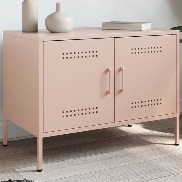 Meuble TV rose 68x39x50,5 cm acier