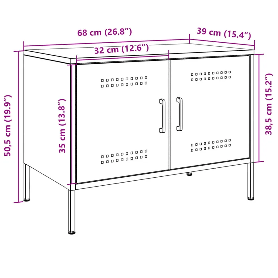 Meuble TV rose 68x39x50,5 cm acier - 13