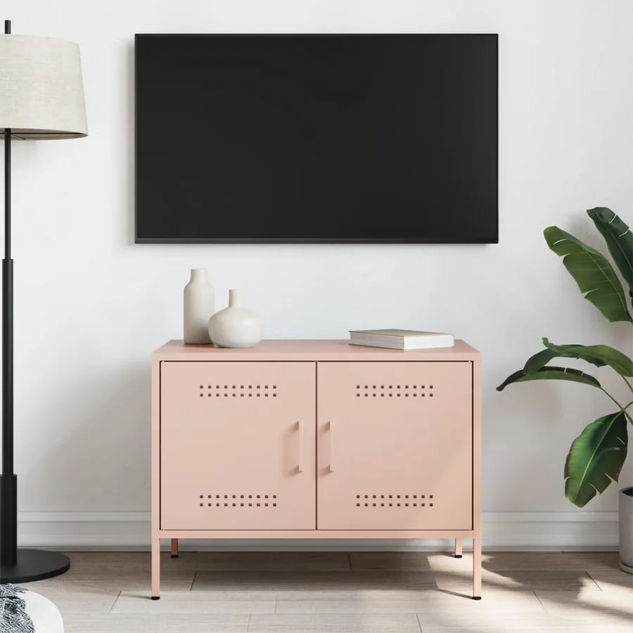 Meuble TV rose 68x39x50,5 cm acier - 3