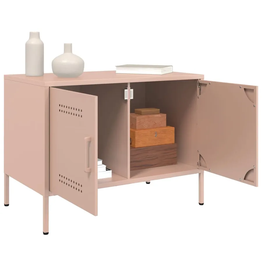 Meuble TV rose 68x39x50,5 cm acier - 5