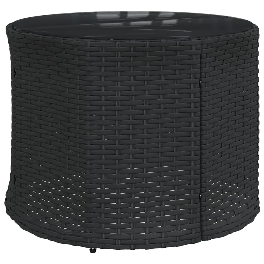 Canapé de jardin table coussins demi-rond noir résine tressée - 5