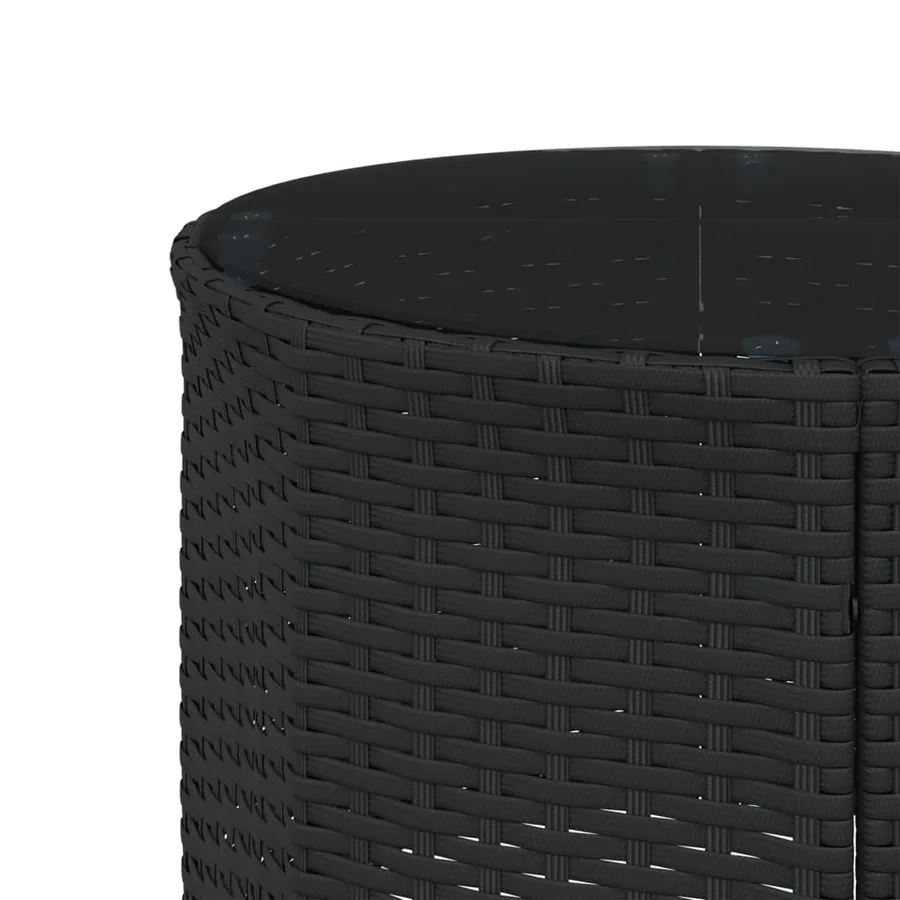 Canapé de jardin table coussins demi-rond noir résine tressée - 8