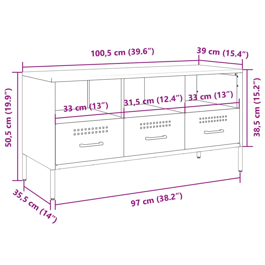 Meuble TV rose 100,5x39x50,5 cm acier - 13