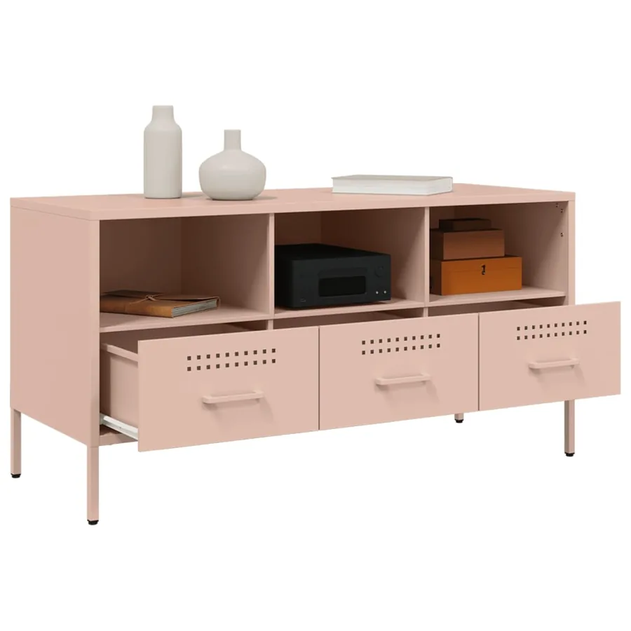 Meuble TV rose 100,5x39x50,5 cm acier - 5