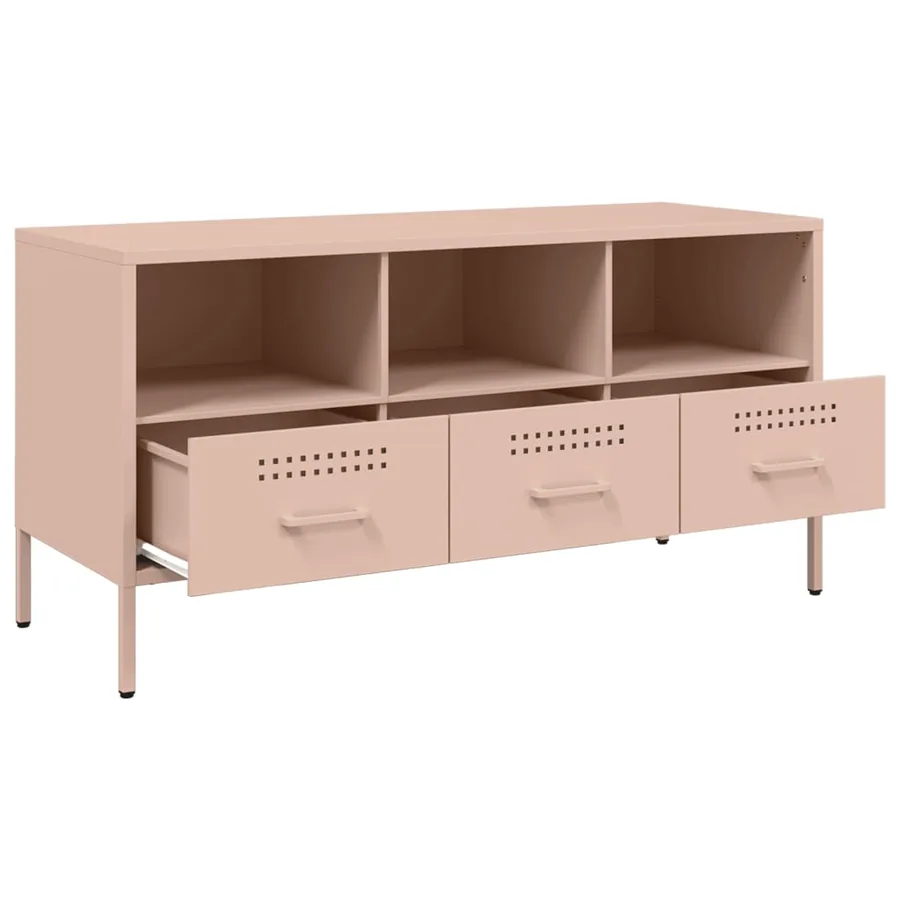 Meuble TV rose 100,5x39x50,5 cm acier - 9