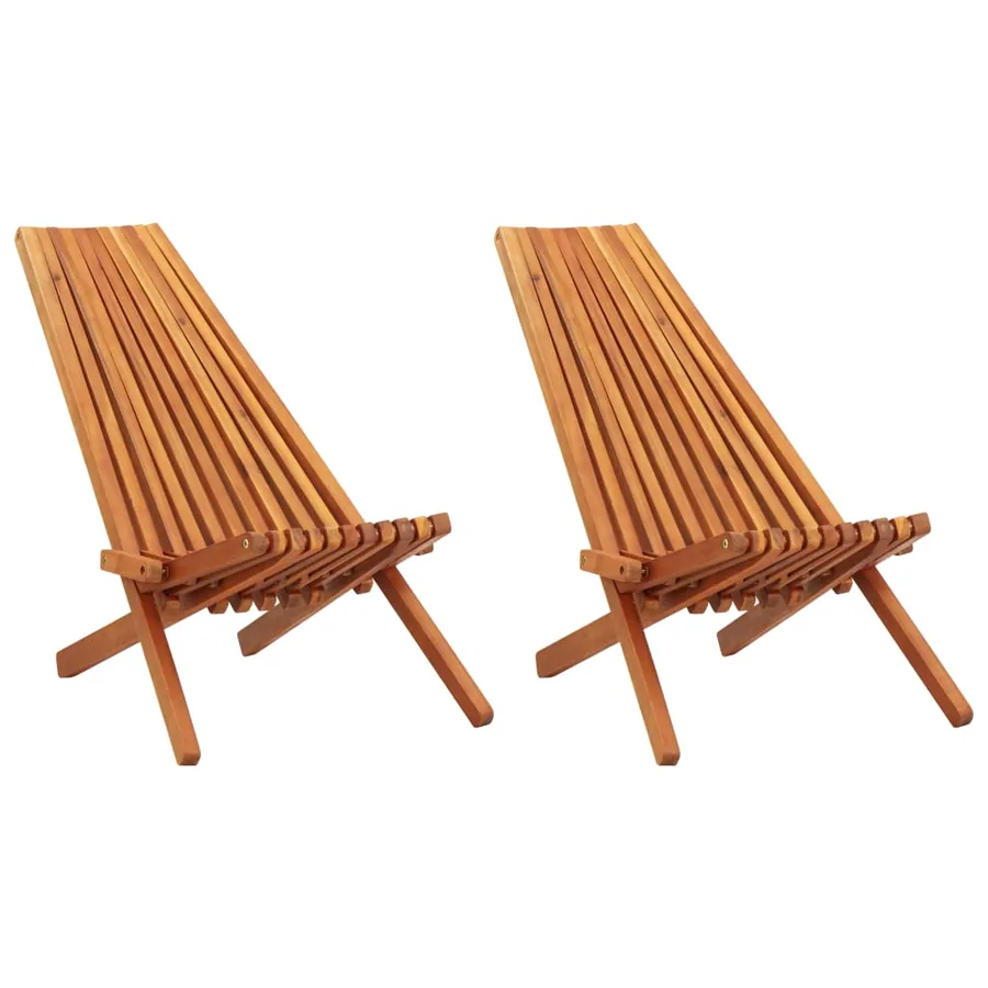 Outdoor folding chairs set of 2 Solid acacia wood