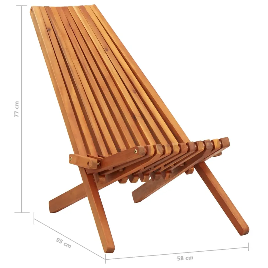 Outdoor folding chairs set of 2 Solid acacia wood - 9