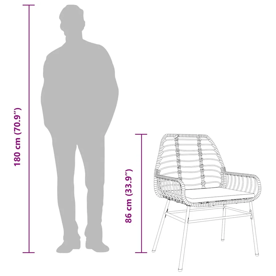 Chaises de jardin lot de 2 avec coussins noir résine tressée - 10