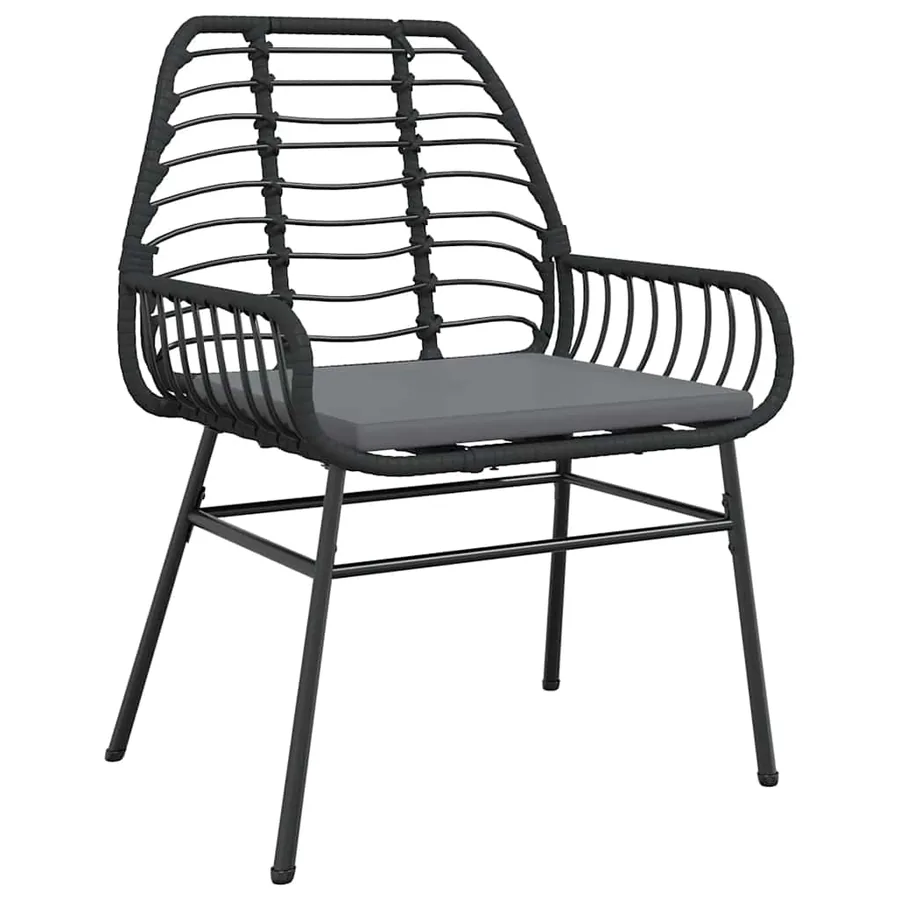 Chaises de jardin lot de 2 avec coussins noir résine tressée - 4