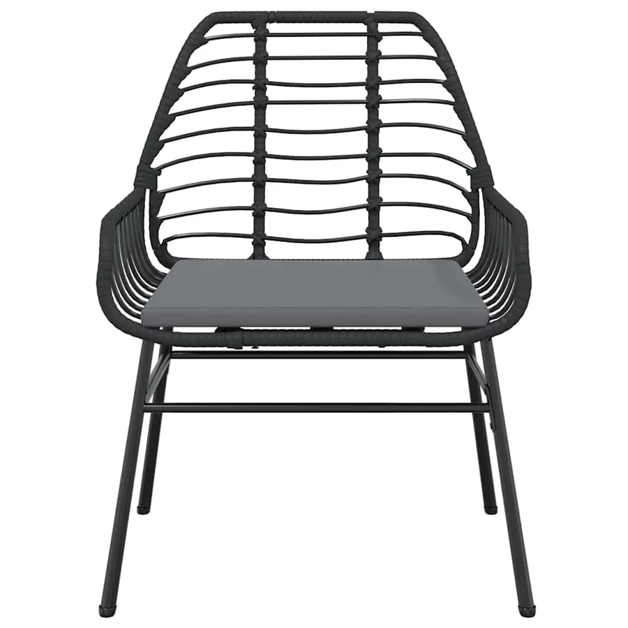 Chaises de jardin lot de 2 avec coussins noir résine tressée - 5