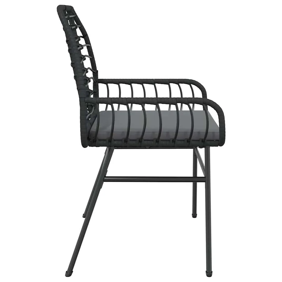 Chaises de jardin lot de 2 avec coussins noir résine tressée - 6