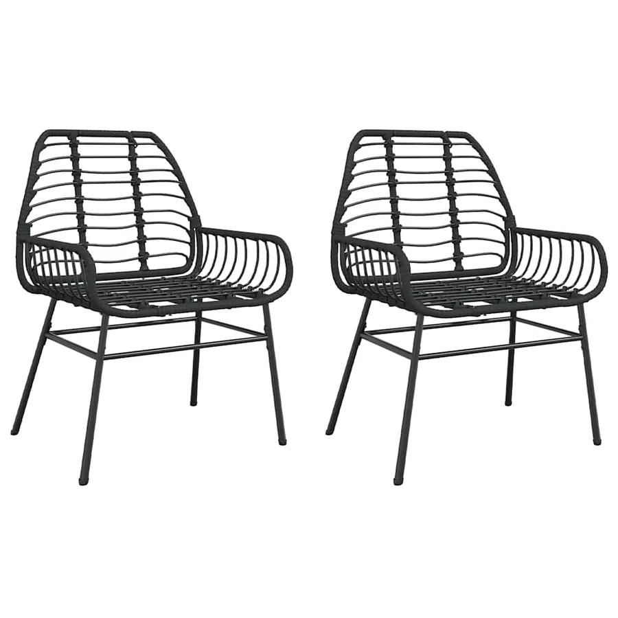 Chaises de jardin lot de 2 Noir Résine tressée - 2