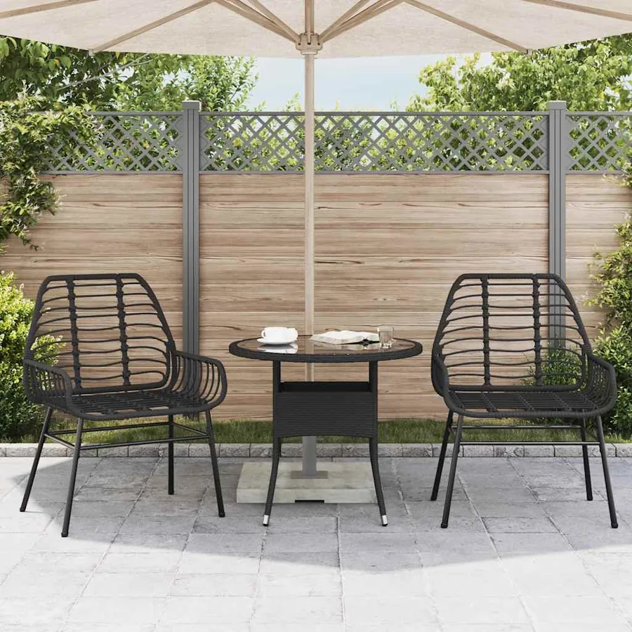 Chaises de jardin lot de 2 Noir Résine tressée - 3