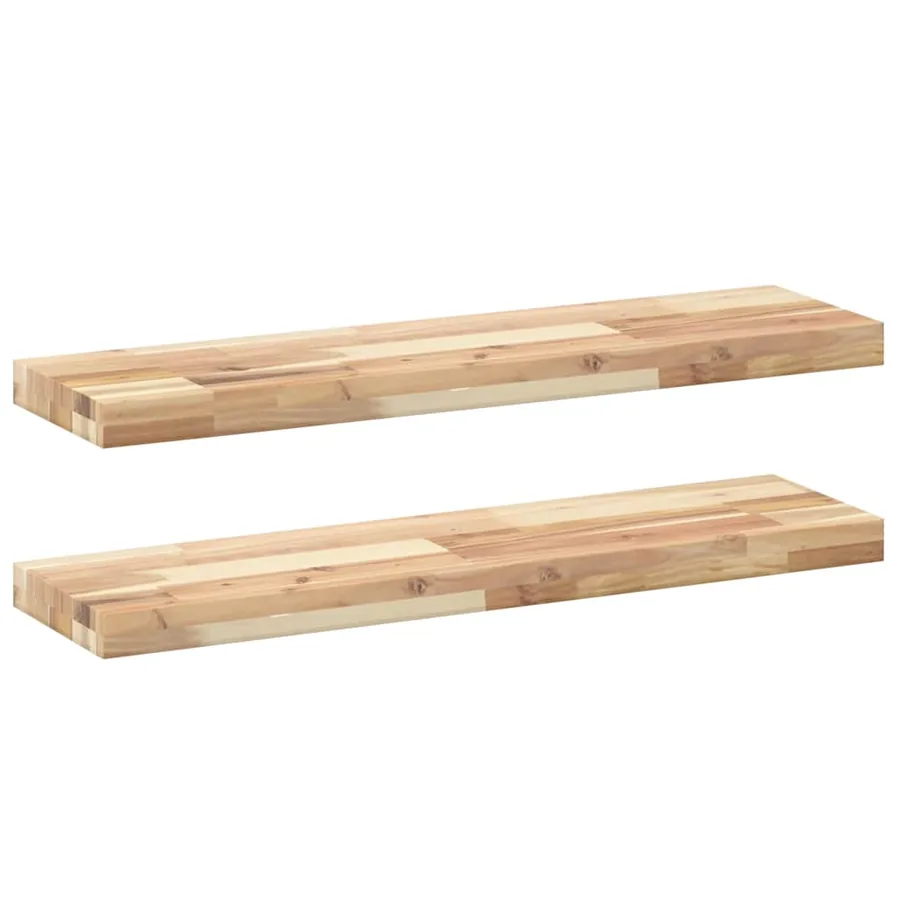 Étagères flottantes 2 pcs 100x20x4 cm acacia massif non traité - 2