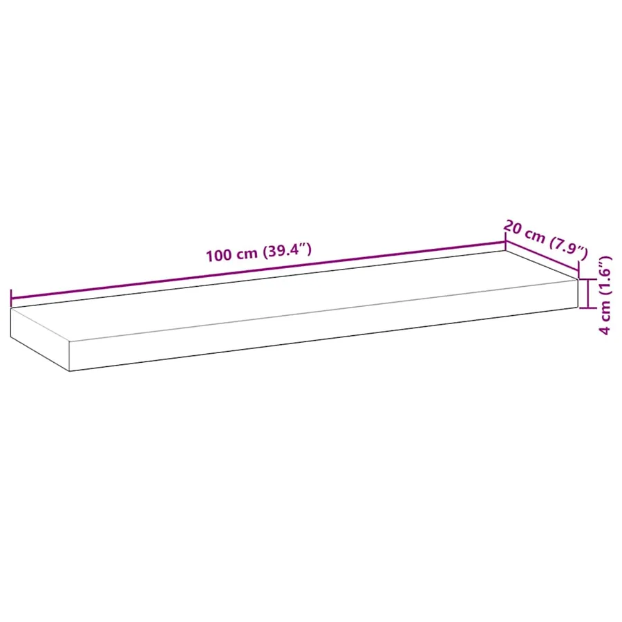 Étagères flottantes 2 pcs 100x20x4 cm acacia massif non traité - 9