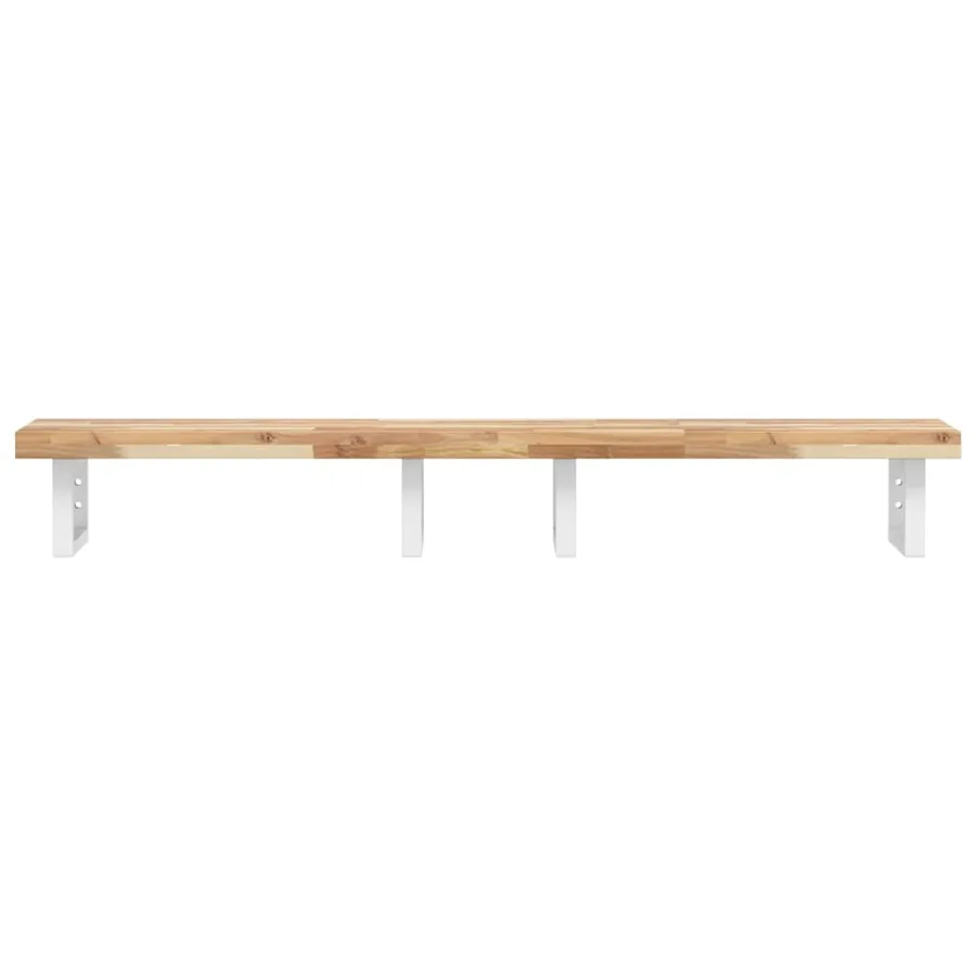 Étagère de vasque murale acier et bois massif d'acacia - 4