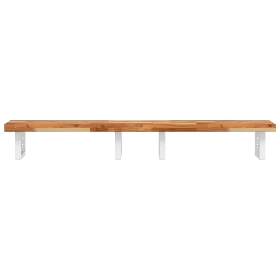 Étagère de vasque murale acier et bois massif d'acacia - 4