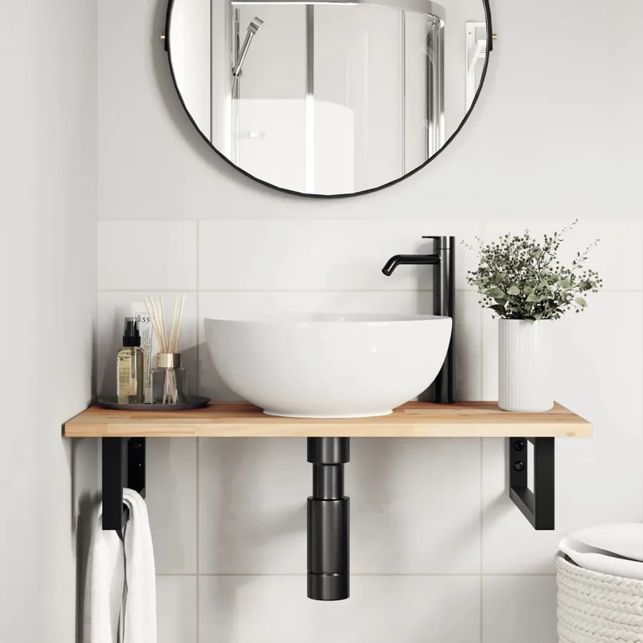 Dessus de meuble de salle de bain non traité bois d'acacia - 2