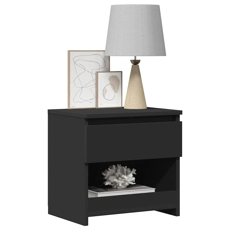 Tables de chevet 2 pcs Noir 40x30x39 cm Bois d’ingénierie - 10