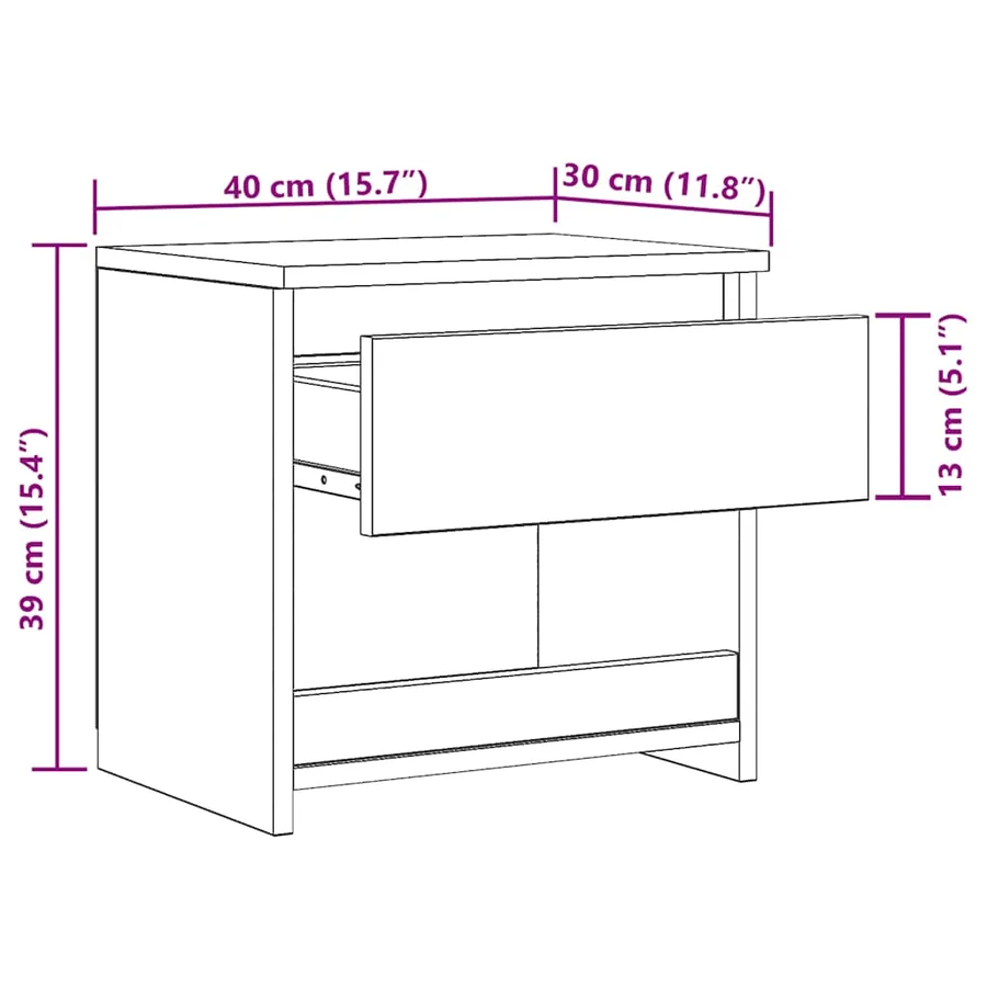 Tables de chevet 2 pcs Noir 40x30x39 cm Bois d’ingénierie - 14