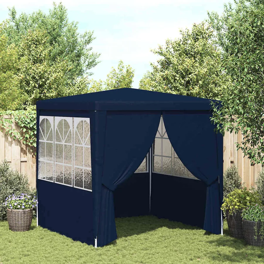 Tente de réception avec parois latérales 2,5x2,5 m Bleu 90 g/m²