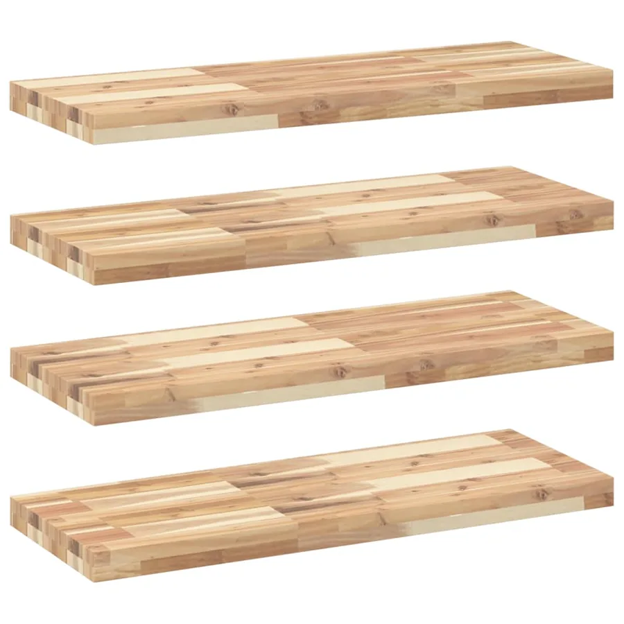 Étagères flottantes 4 pcs 80x30x4 cm acacia massif non traité - 2