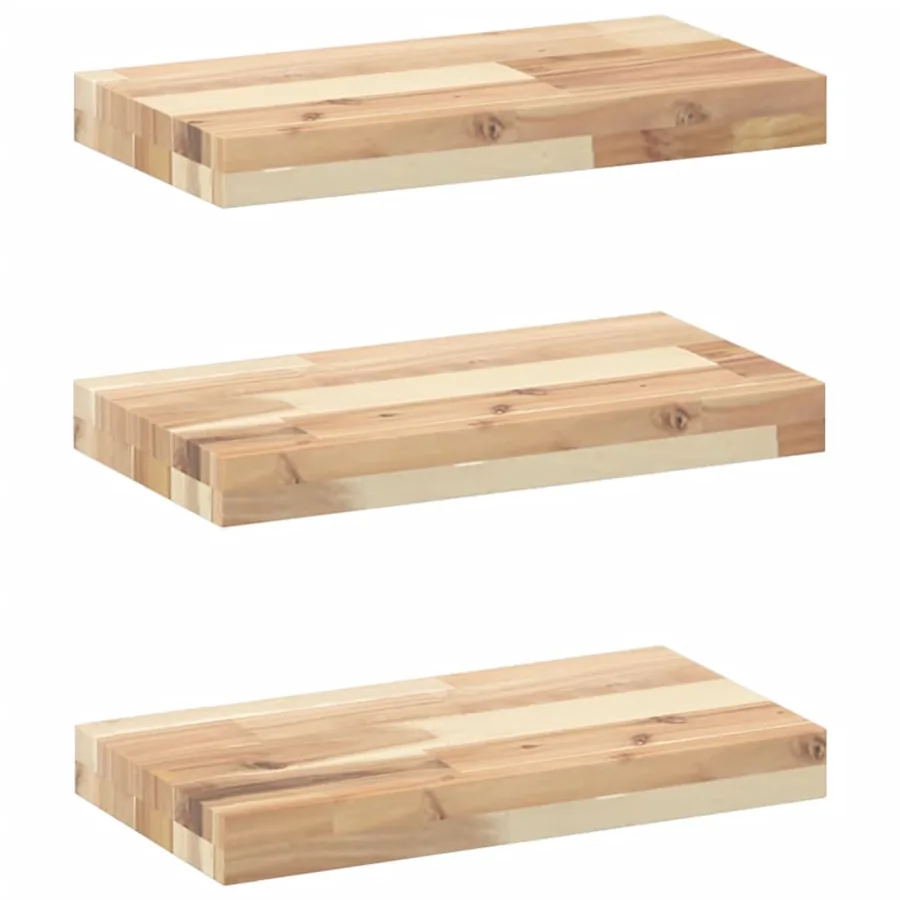 Étagères flottantes 3 pcs 60x20x4 cm acacia massif non traité - 2