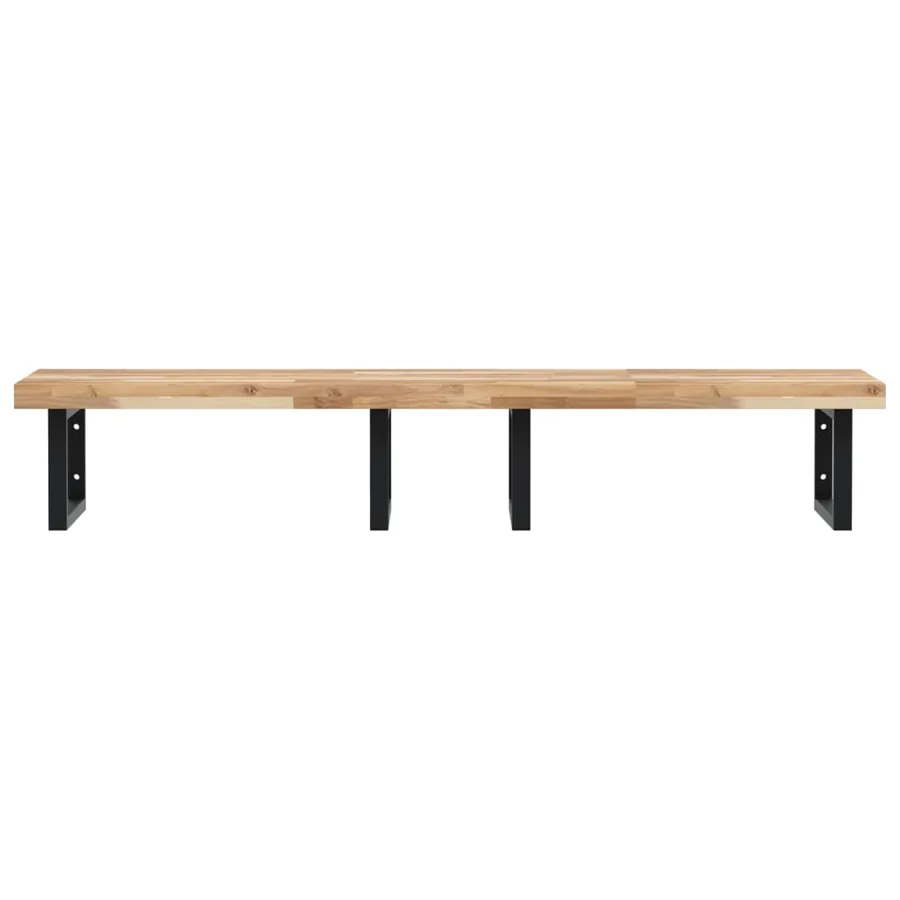 Étagère de vasque murale acier et bois massif d'acacia - 4
