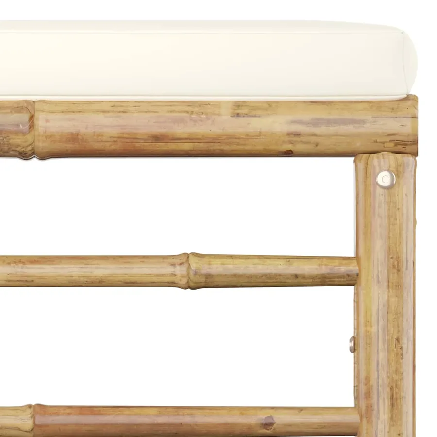 Salon de jardin 12 pcs avec coussins blanc crème bambou - 8
