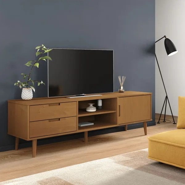 Meuble TV MOLDE Marron 158x40x49 cm Bois de pin massif