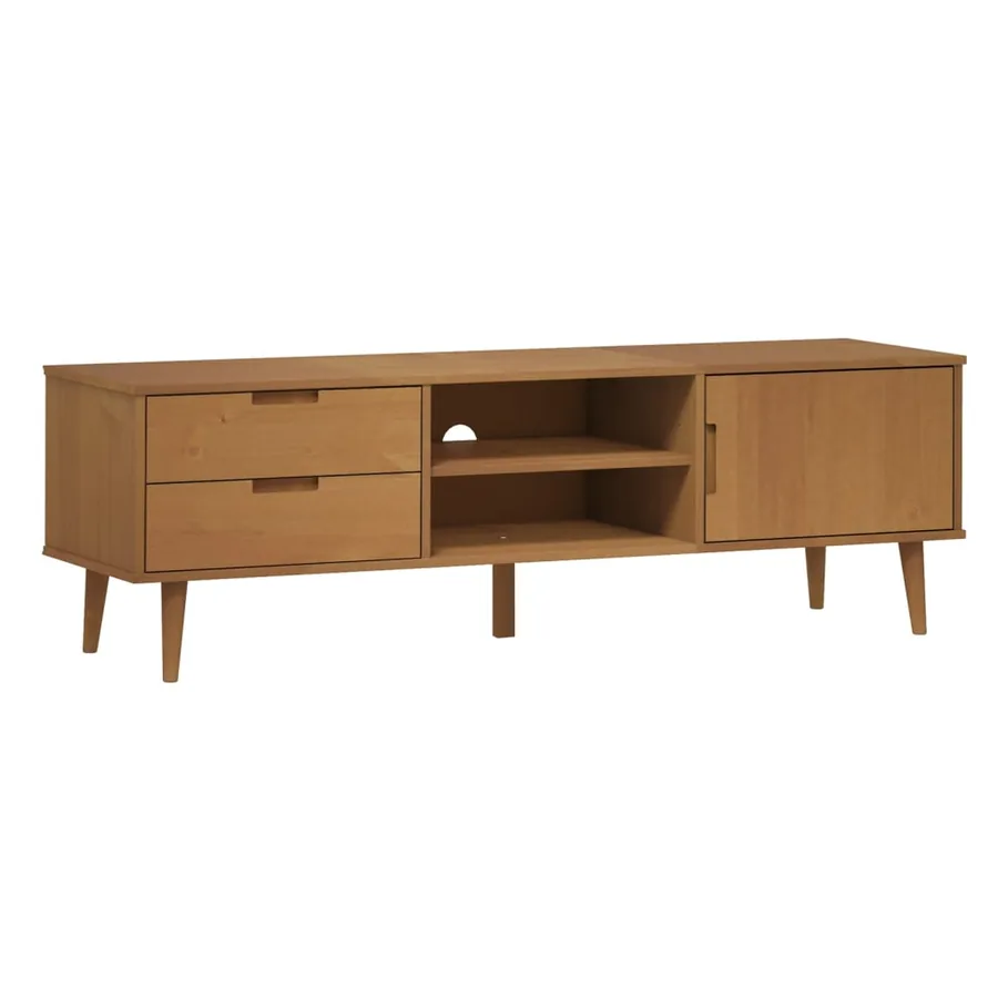 Meuble TV MOLDE Marron 158x40x49 cm Bois de pin massif - 2