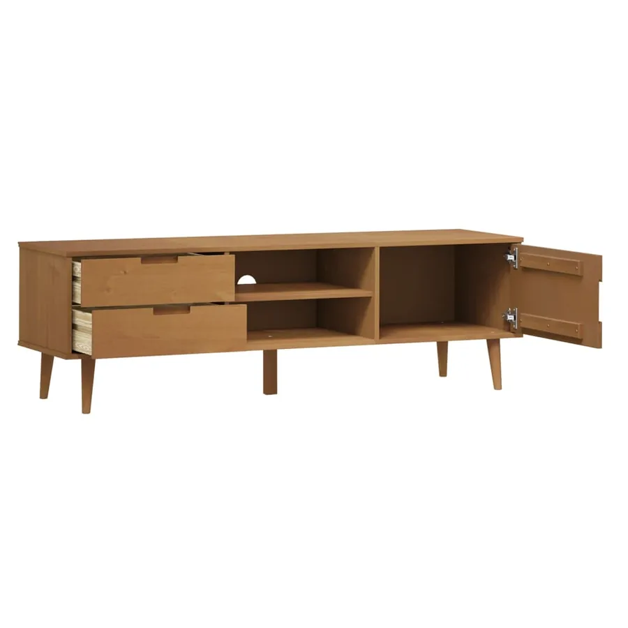 Meuble TV MOLDE Marron 158x40x49 cm Bois de pin massif - 5