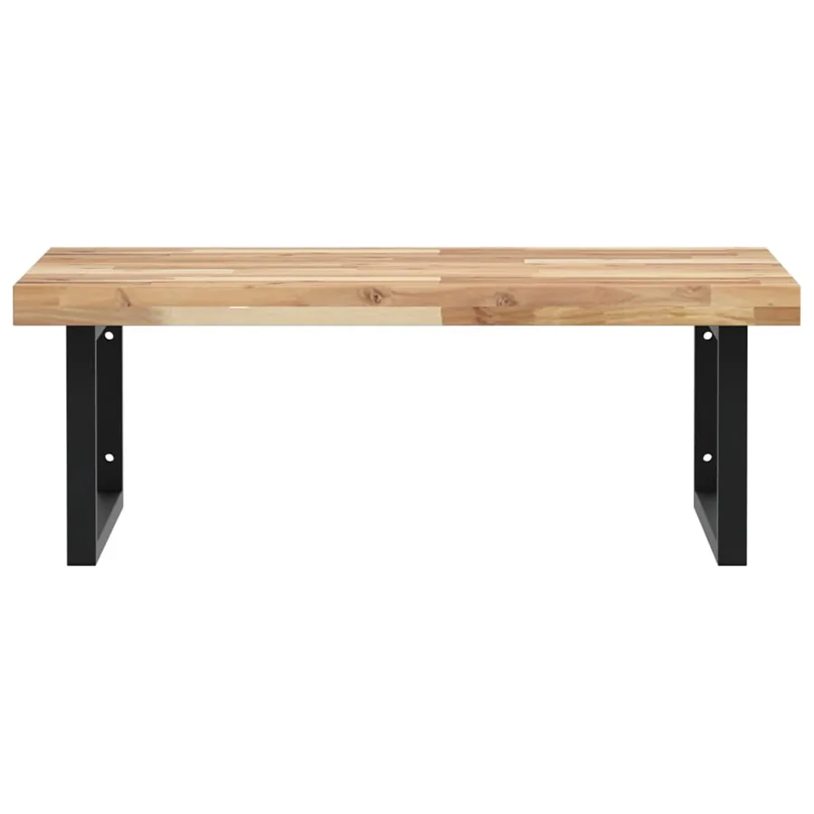 Étagère de vasque murale acier et bois massif d'acacia - 4