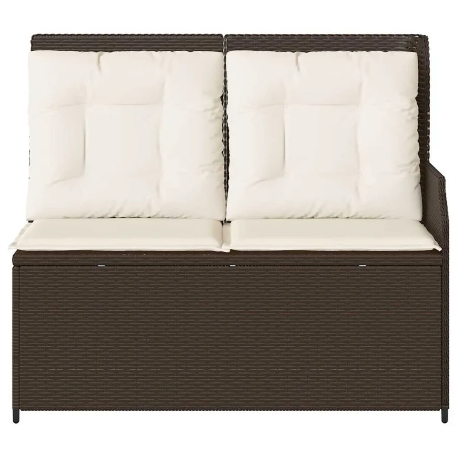 Banc inclinable de jardin avec coussins marron résine tressée - 4