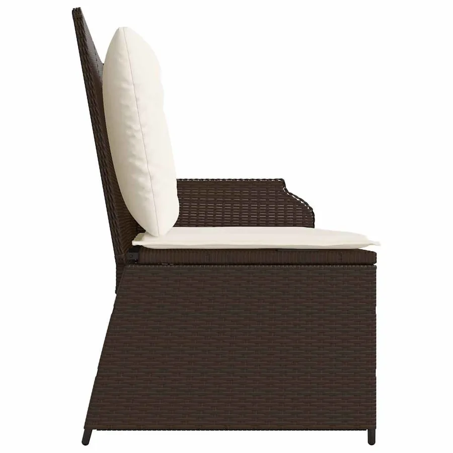 Banc inclinable de jardin avec coussins marron résine tressée - 5