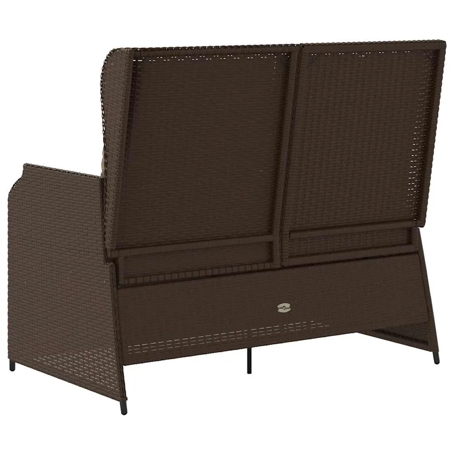 Banc inclinable de jardin avec coussins marron résine tressée - 6